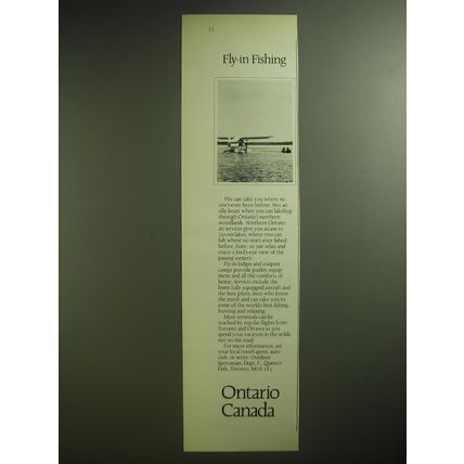 1974 Ontario Canada Tourism Ad - Fly-in Fishing