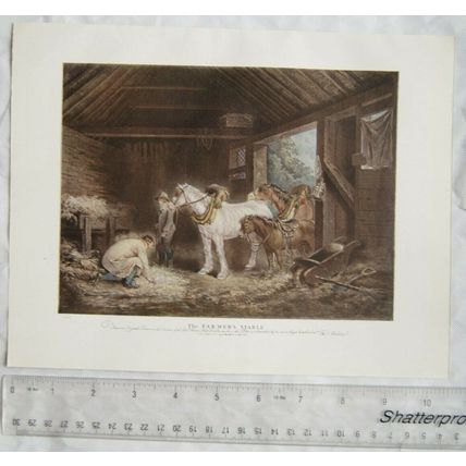 1901 illustration: The Farmer's Stable by George Morland