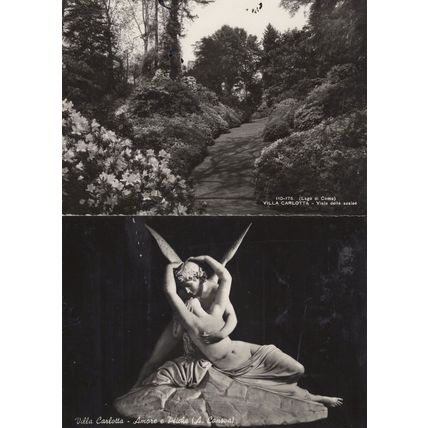 Villa Carlotta Italy Romantic Angels Statue 2x Real Photo Postcard s