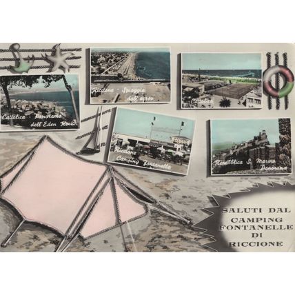 Riccione Camping Italy Tent Italian Real Photo Vintage Postcard