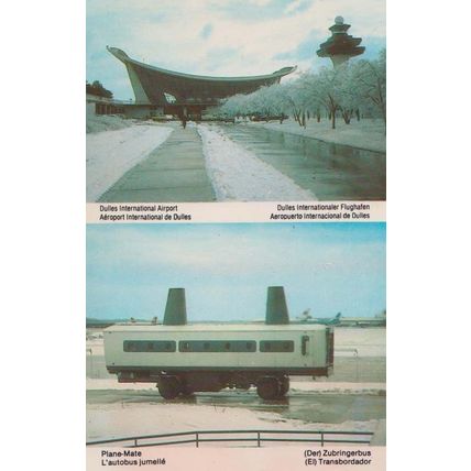 Dulles International American Airport Incl Bus Autobus Vintage Postcard