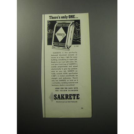 1957 Sakrete Cement Mix Ad - There's only one