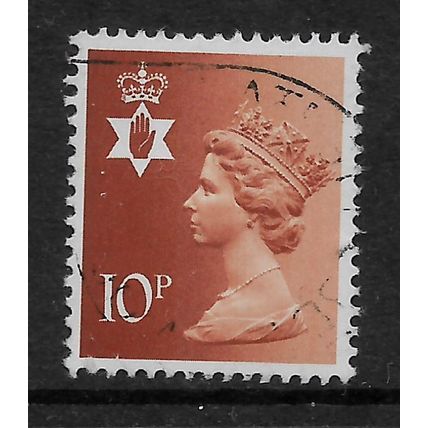 GREAT BRITAIN REGIONALS 1976 N IRELANDS 10p RANGE BROWN SG NI 28 FINE USED#
