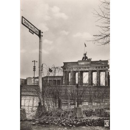 Berlin Brandenburger Road Sign German Real Photo Postcard