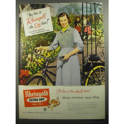 1956 Rheingold Beer Ad - My beer is Rheingold - the Dry beer! - Bicycle Ride
