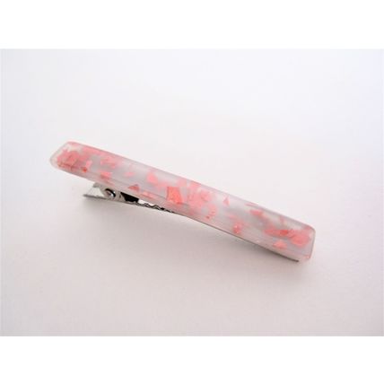 Small 2 inch super slim pink speckled alligator hair clip fine thin hair