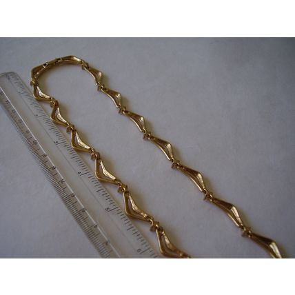 Vintage Avon Gold Plated Chevron Bar Link White Crystal Necklace Folding Clasp
