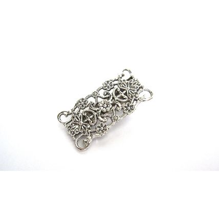 Small silver metal filigree alligator hair pin clip barrette for fine thin hair