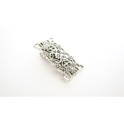 Small silver metal filigree alligator hair pin clip barrette for fine thin hair