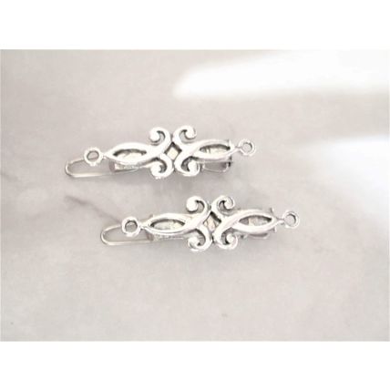 Extra tiny small silver metal slim hair pin clip barrette (set of two)