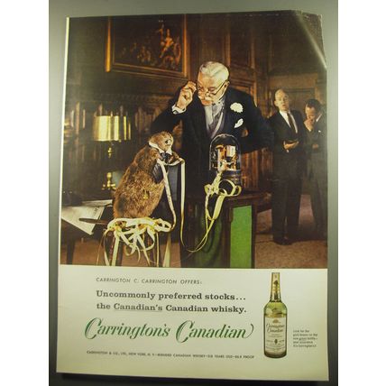 1959 Carrington's Canadian Whisky Ad - Uncommonly preferred stocks