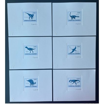 Comores 2009 Epreuve d'Artiste Mi. 2170 - 2175 Dinosaures Reptiles BLEU BLUE