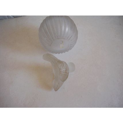 Vintage Sasaki 'Wings' Perfume Bottle Frosted Glass Flask & Bird Stopper Japan