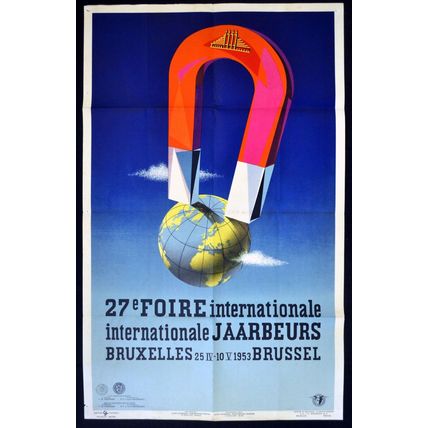 27th INTERNATIONAL FAIR IN BRUSSELS 1953 Vanypeco - Magnet BELGIAN POSTER
