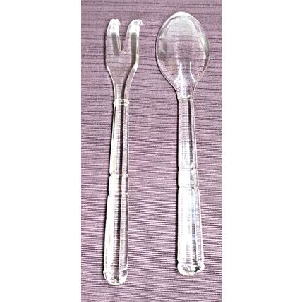 Clear Depression Glass Salad Fork & Spoon Set 1930-40's Imperial Glass Utensils