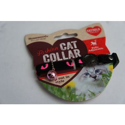 SAFETY RELEASE CLIP VELVET CAT COLLARS WITH REFLECTIVE HI VIS CATS EYES