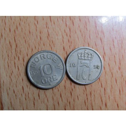 Norway 1954 10 Ore Coin