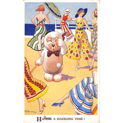 G E Studdy : Had a dazzling time : "Bonzo" postcard 2431 pu