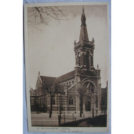 1930 postcard Malo les Bains,The Church
