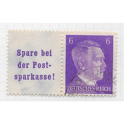 GERMANY 1941 HITLER HEAD BOOKLET SAVE AT SAVINGS BANK ADVERT SE-TENANT USED W154