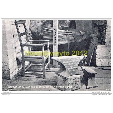INTERIOR OF FAMOUS OLD BLACKSMITH SHOP, GRETNA GREEN, SCOTLAND, Postcard