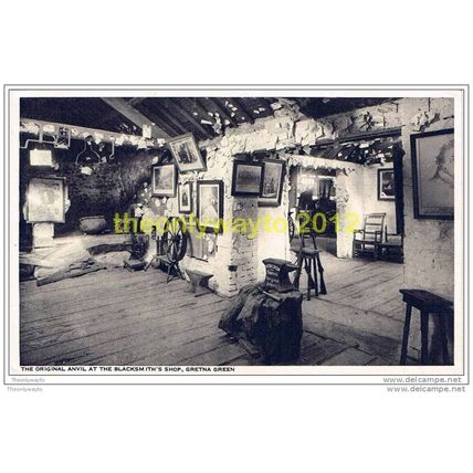 ORIGINAL ANVIL AT THE BLACKSMITH'S SHOP, GRETNA GREEN, SCOTLAND, Postcard
