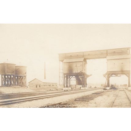 Railroad at Hartford City Indiana PA Antique Train Railway USA Postcard
