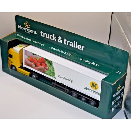 MORRISONS RIPE AND READY! MERCEDES CAB ARTICULATED LORRY PUSH & GO TOY TRUCK