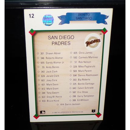 UPPER DECK 1990 BENITO SANTIAGO ART BASEBALL CARD #12