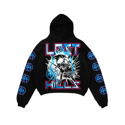 Lost Hills Hoodie - Lightning Skull - Black And Blue - LH20011