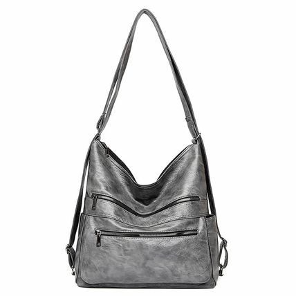 Double Zipper Shoulder Bag Women High Capacity Handbag