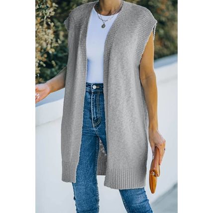 Gray Basic Vest Cardigan Sweater