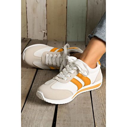 Yellow Color Block Patchwork Breathable Lace-up Sneakers