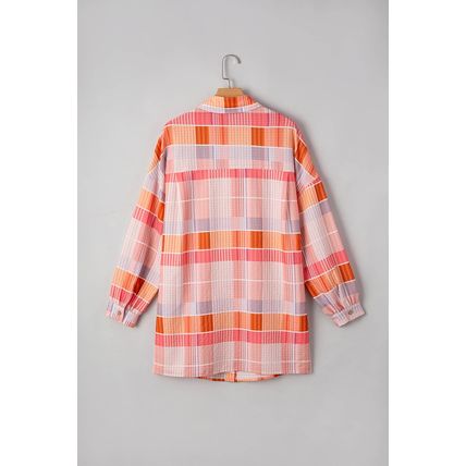 Pink Oversized Check Tunic Shirt