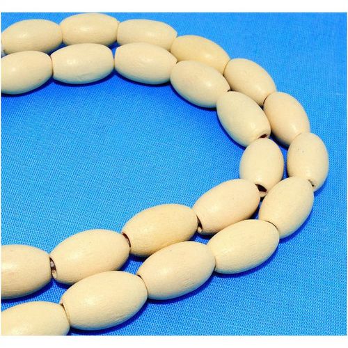 Pre Loved Light Cream Natural Wood Beads Necklace Jewellery 1730