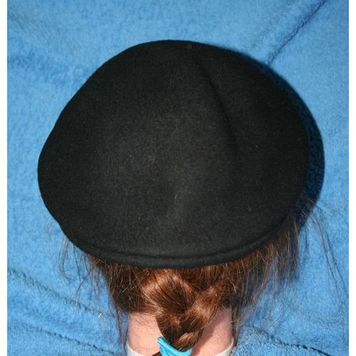 Vintage 1970 Black Beret Hat Paris Logo