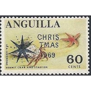 Anguilla QEII 1969 Christmas 60c Hermit Crab Starfish Mounted Mint MM SG67 stamp