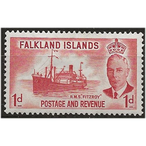 Falkland Islands 1952 SG173 1d Scarlet Mounted Mint . ..