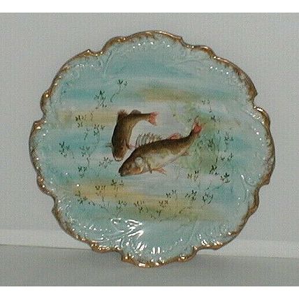 VICTORIAN, HAND PAINTED DECORATIVE CARP PLATE, Certified Victorian, Very Rare.