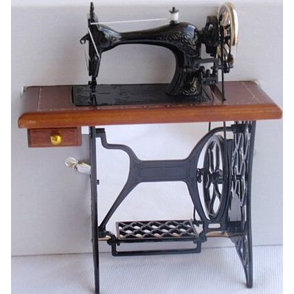 Wood and metal sewing machine miniature