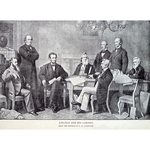 Antique print President Lincoln and his Cabinet by Carpenter History USA Litho
