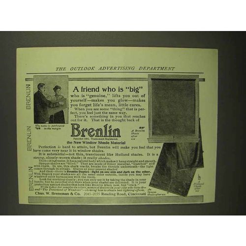 1908 Brenlin Window Shades Ad - A Friend Who Is Big