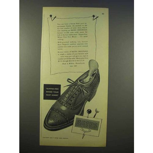 1946 Bates Originals Shoes Ad - Slipper-Free