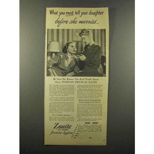 1947 Zonite Feminine Hygiene Ad - Must Tell Daughter