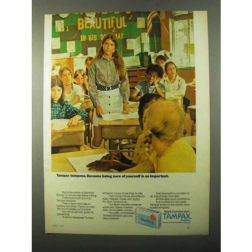 1971 Tampax Tampons Ad - Being Sure