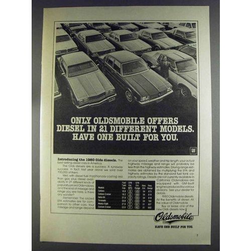 1980 Oldsmobile Cars Ad - Diesel in 21 Models