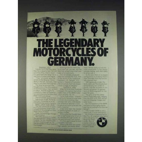 1982 BMW Motorcycles Ad - Legendary of Germany