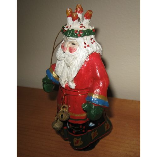 House of Hatten Ornament - Santa with Candle Wreath on Head