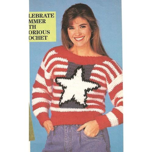 Crochet Sweater Pattern Stars & Stripes Pullover