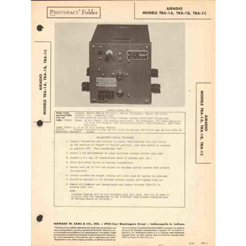 AIRADIO model TRA-1x aircraft radio transmitter Sams Photofact manual